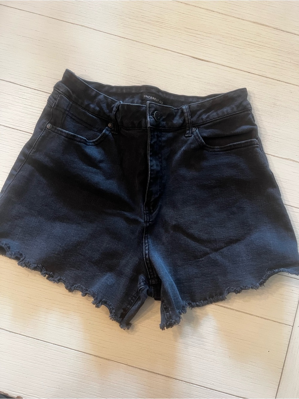 Sincerly Jules Black High-Rise Cutoff Denim Shorts